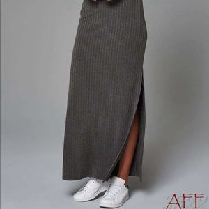 Abercrombie Grey Ribbed Maxi Skirt